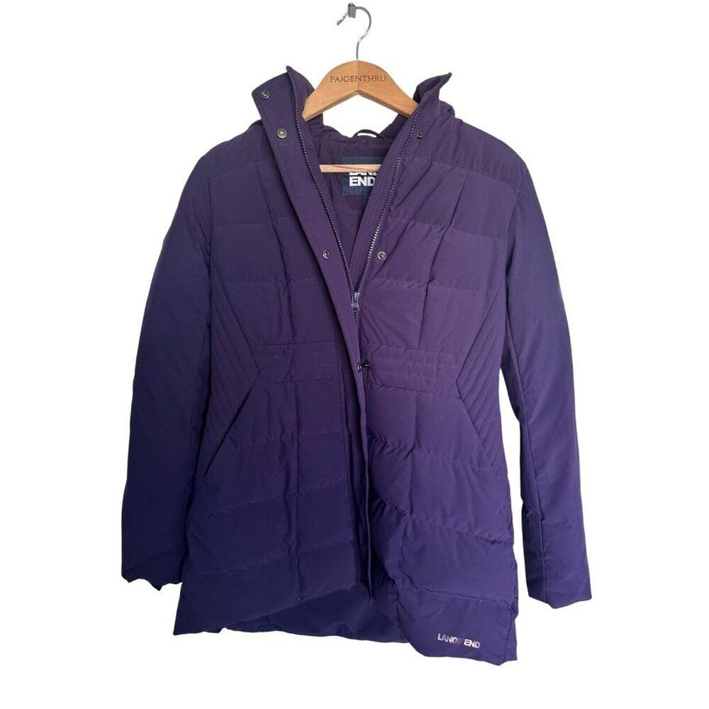 Lands End Women's XS Purple Down Winter Jacket Hooded